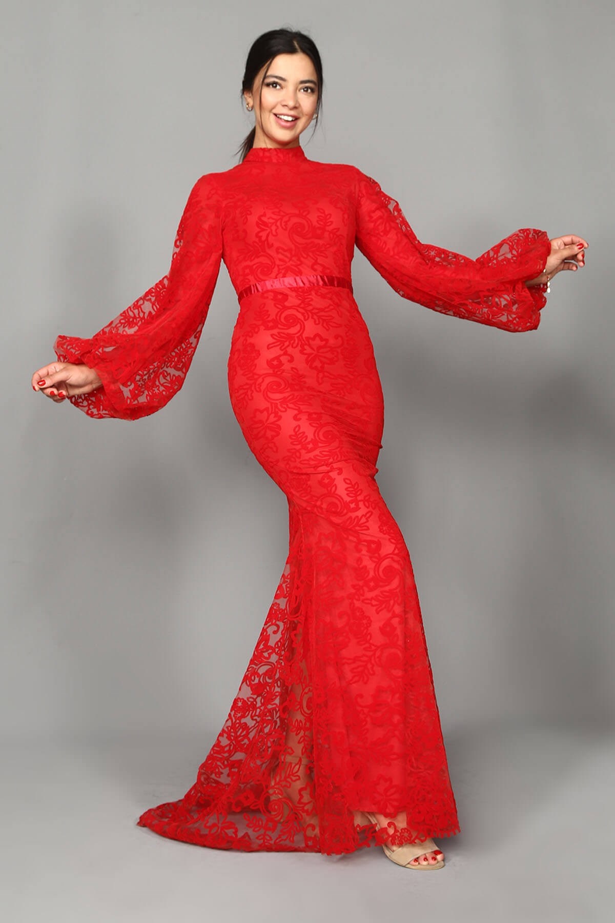 Kırmızı Tasarım Abiye Elbise - Moda Kapımda İle Kapınızda!