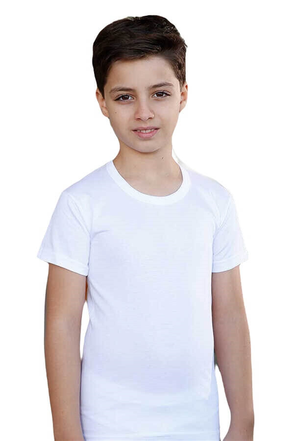 İç Giyim12'li Eko Paket Berrak 1502 Kısa Kollu Bisiklet Yaka %100 Pamuk Erkek Çocuk Fanila