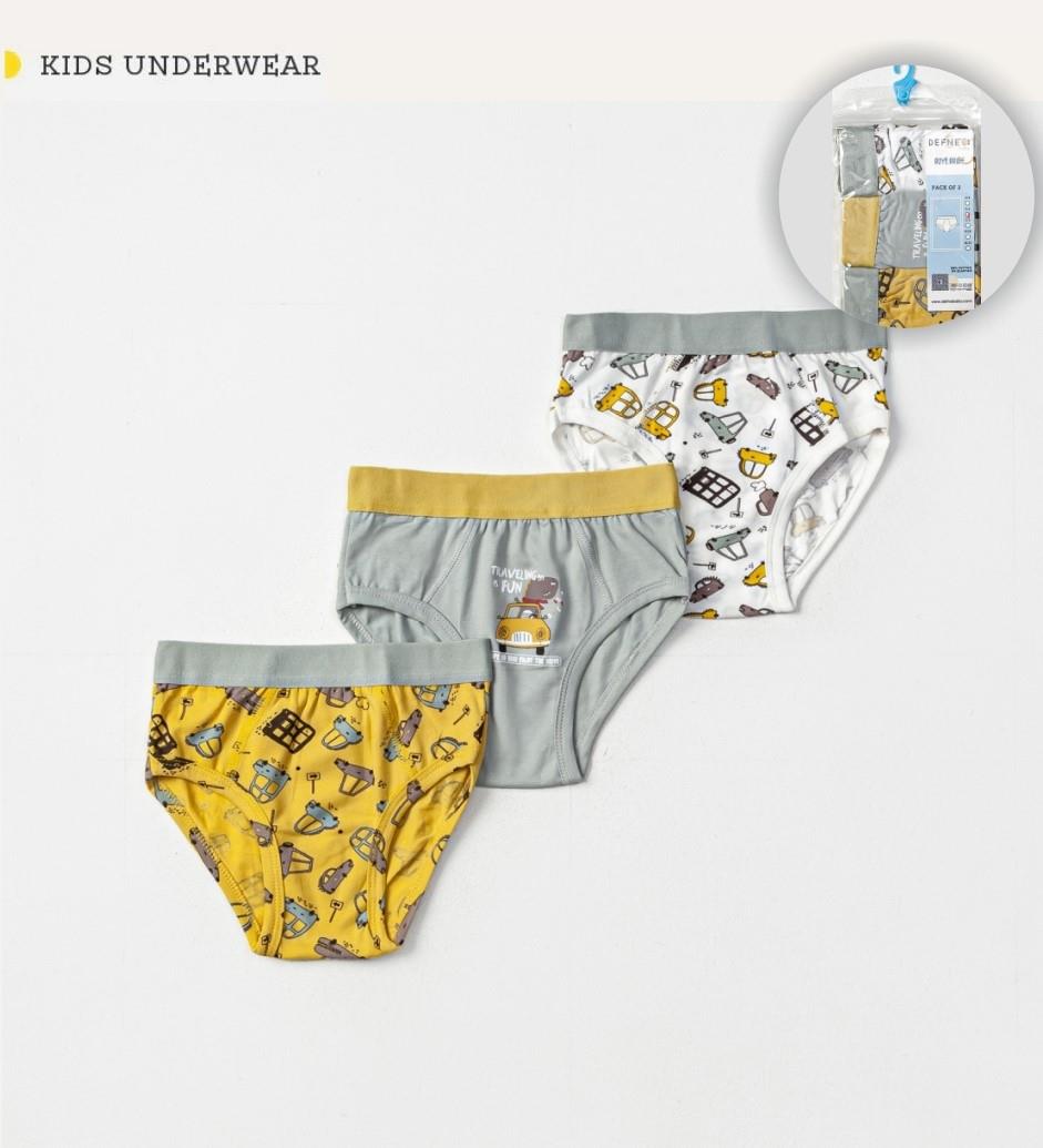 İç GiyimAraba Desenli Likralı Penye 3'lü Erkek Çocuk Slip Set