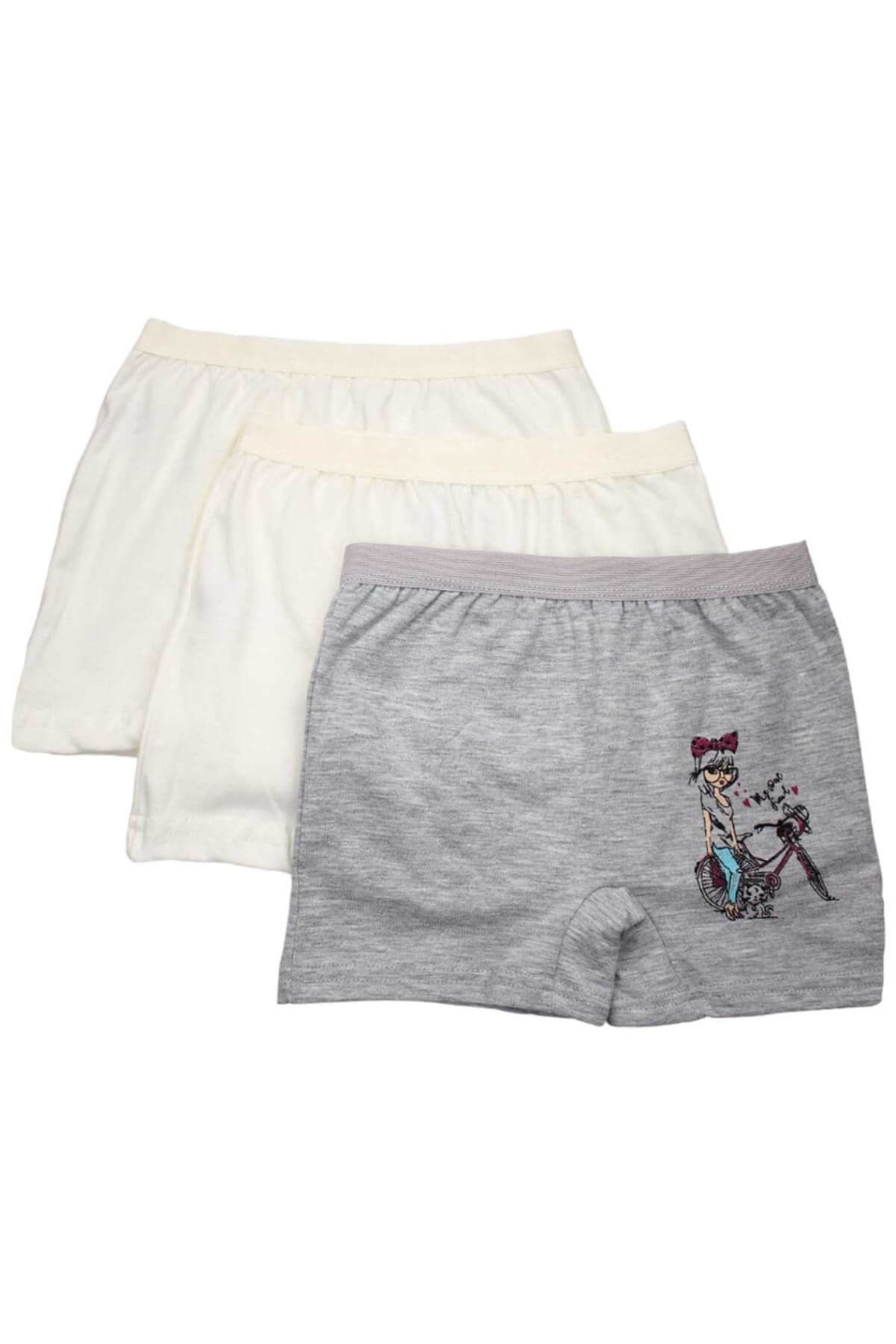 İç GiyimGümüş 3069 3'lü Paket Likralı Kız Çocuk Boxer