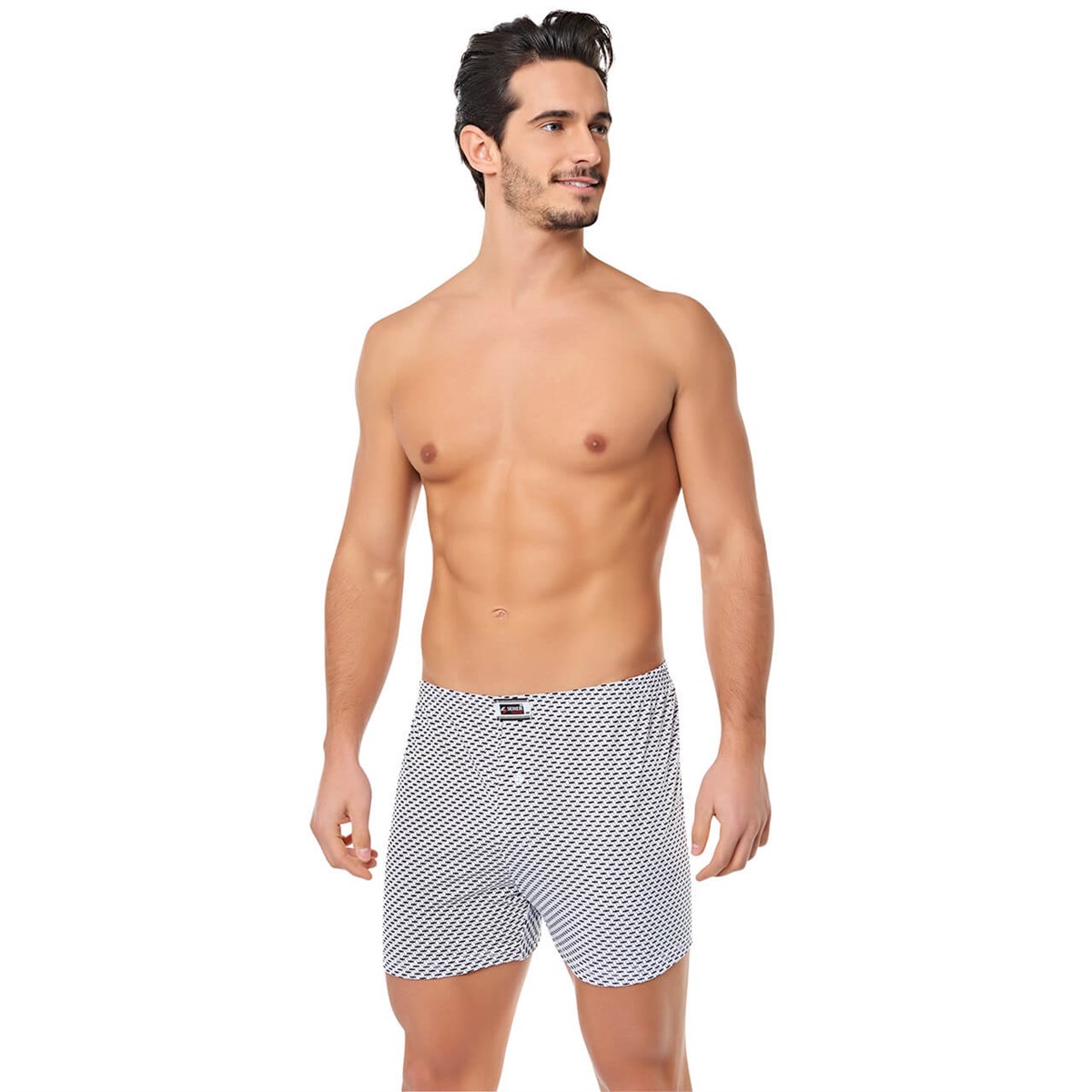 BoxerSeher Yıldızı 3'lü Paket %100 Pamuk Karışık Desenli Erkek Boxer