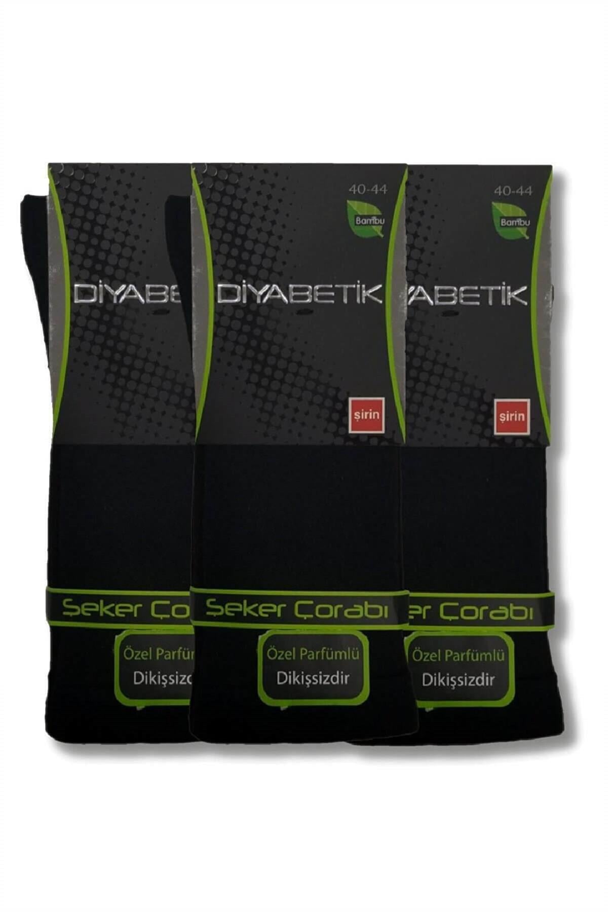 ÇorapŞirin 3'lü Paket Bambu Diyabetik Lastiksiz Erkek Şeker Çorap