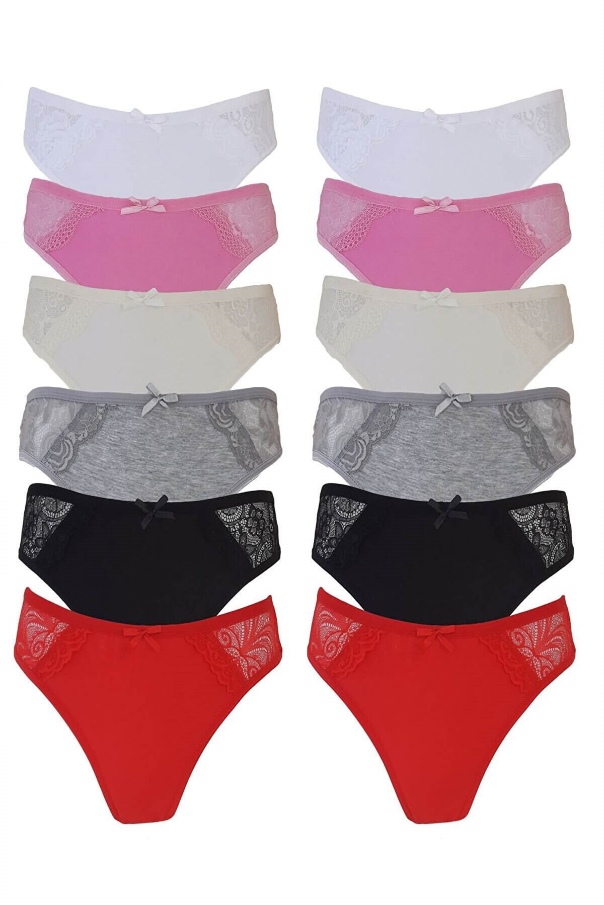 Külot, String, Tanga12'li Paket Tutku 0515 Firuze Dantelli Bayan Elastan Bikini Külot