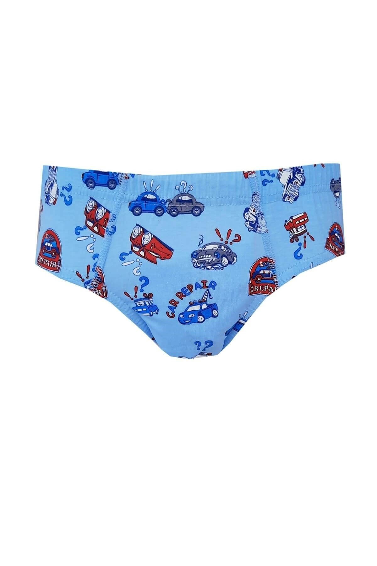 İç GiyimTutku 3'lü Paket Desenli Elastan Emprime Erkek Çocuk Slip