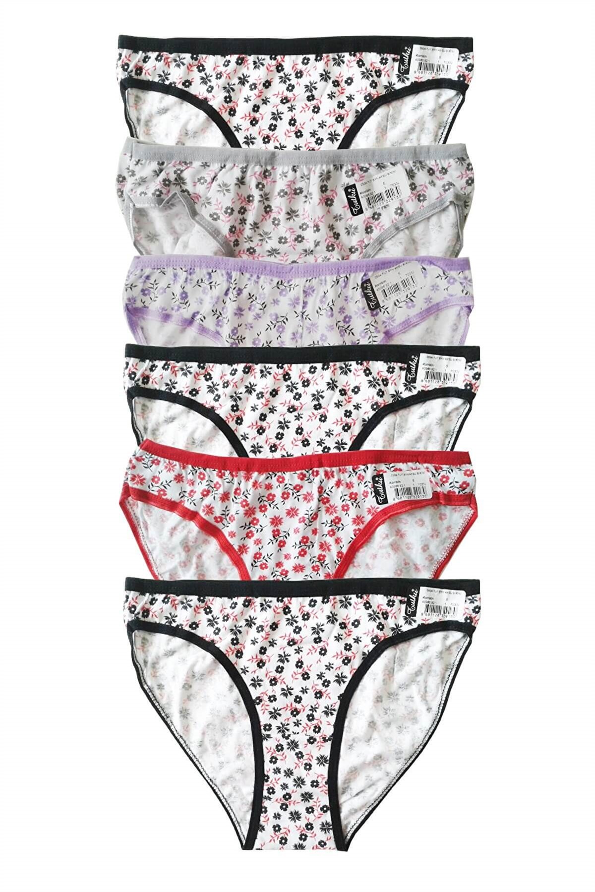 Külot, String, TangaTutku 6'lı Paket 0504 Aysu Çiçekli Elastan Pamuk Bayan Bikini Külot