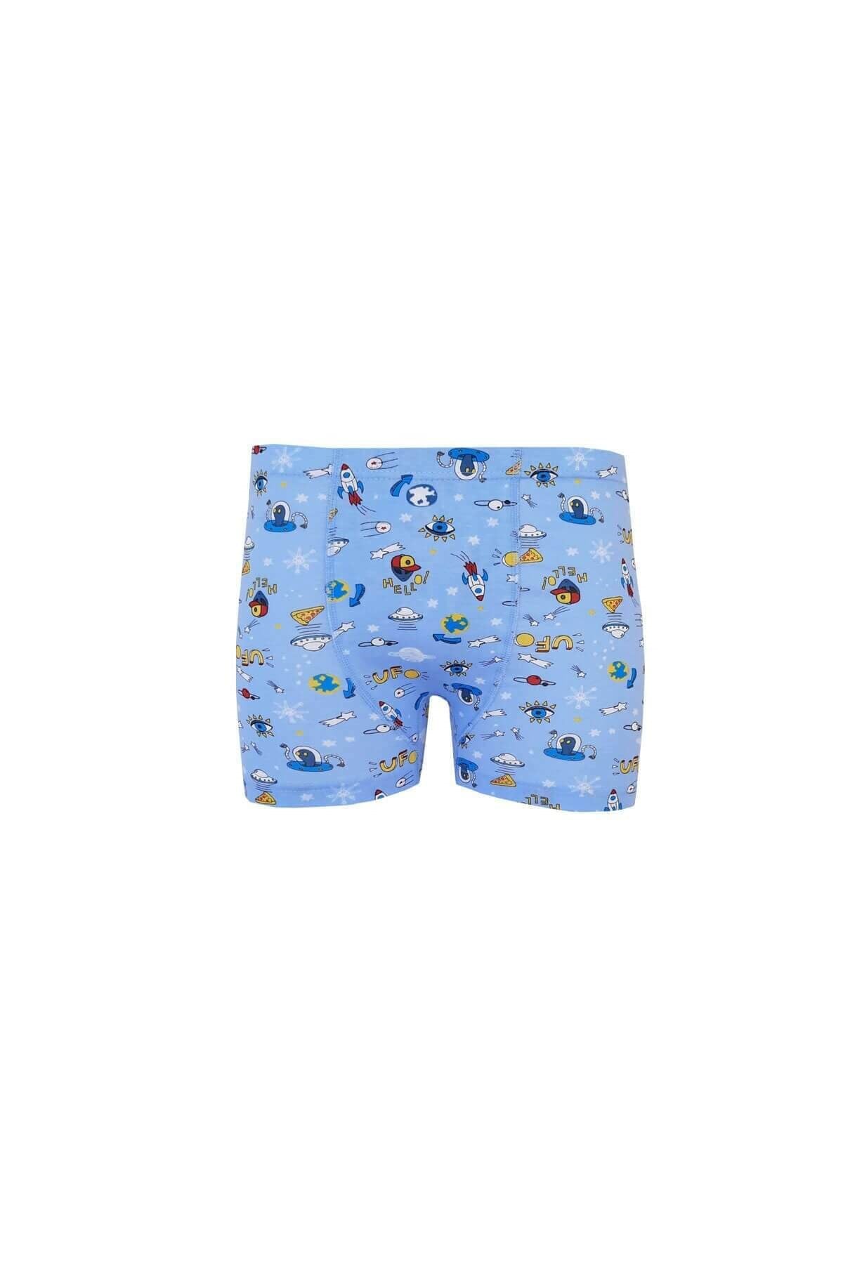 İç GiyimTutku Elastan Desenli Emprime Erkek Çocuk Boxer