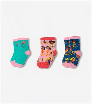 Çorap6'lı Paket Deniz Kızı Desenli Kışlık Kız Bebek Havlu Soket Çorap