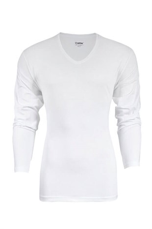 Tişört350 Likralı V Yaka Uzun Kollu Erkek Badi T-Shirt