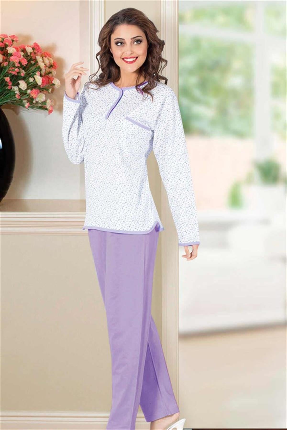 Pijama4795 Çiçek Desenli Anne Bayan Pijama Takımı