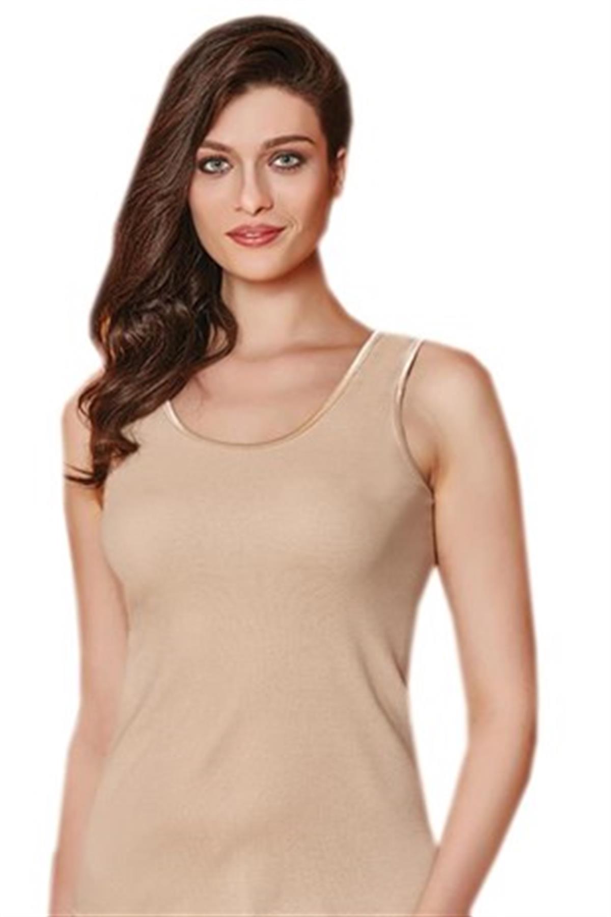 Atlet, Fanila, BodyBerrak 2015 Ribana Saten Biyeli Geniş Askılı Bayan Atlet