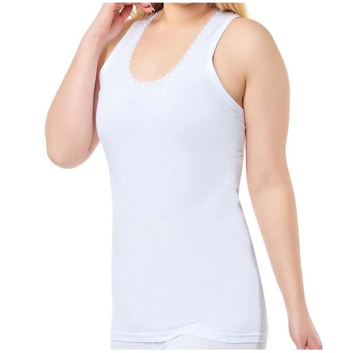 Atlet, Fanila, BodyCihan Yıldız 12'li Paket Papatya İşlemeli Kadın Kalın Askılı Atlet
