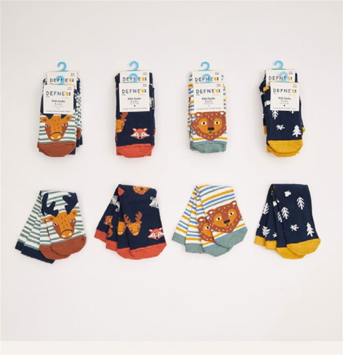 Çorap12'li Paket Hayvan Temalı Çocuk Soket Çorap
