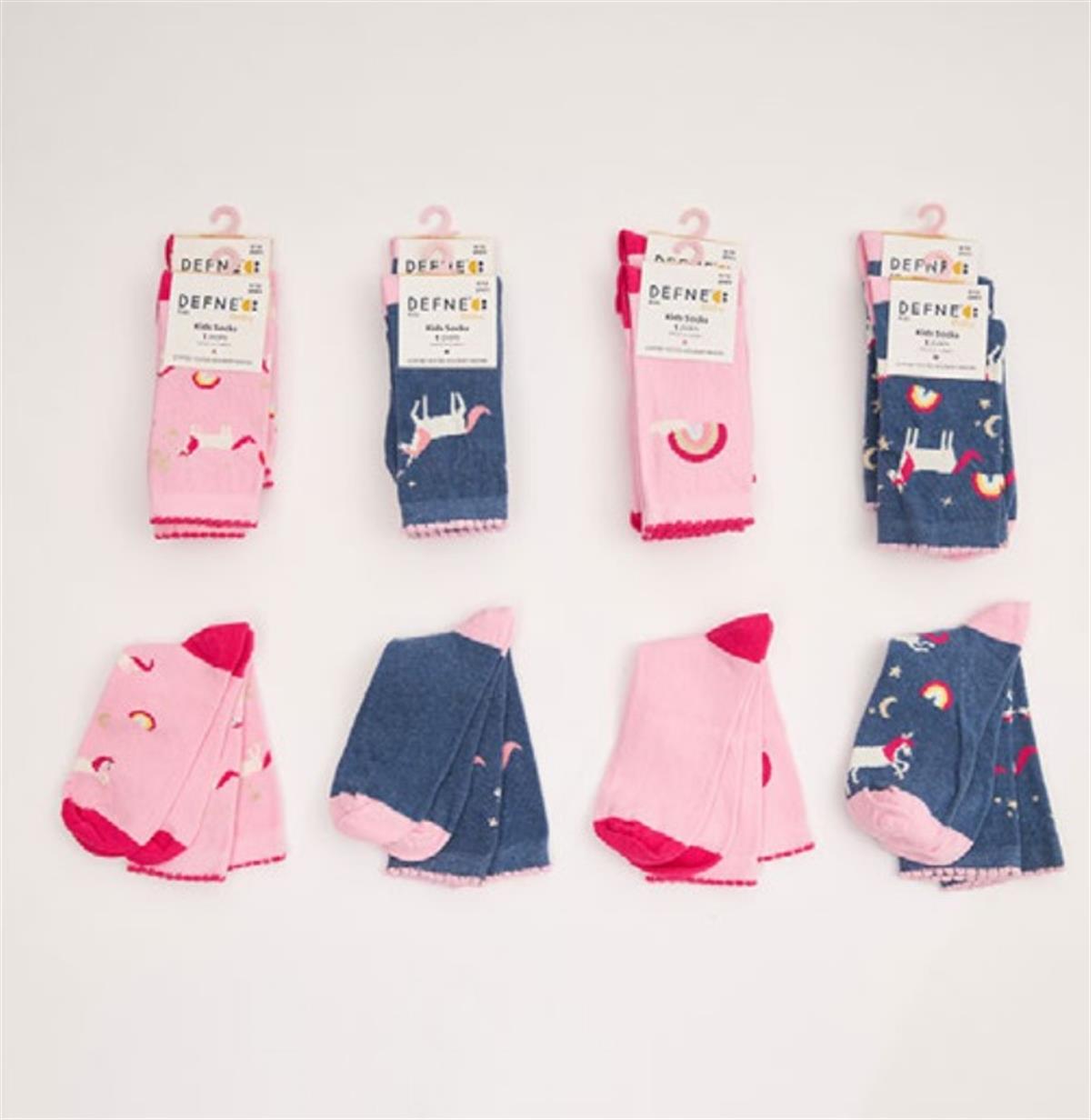 Çorap12'li Paket Unicorn Karakterli Uzun Konç Soket Çorap