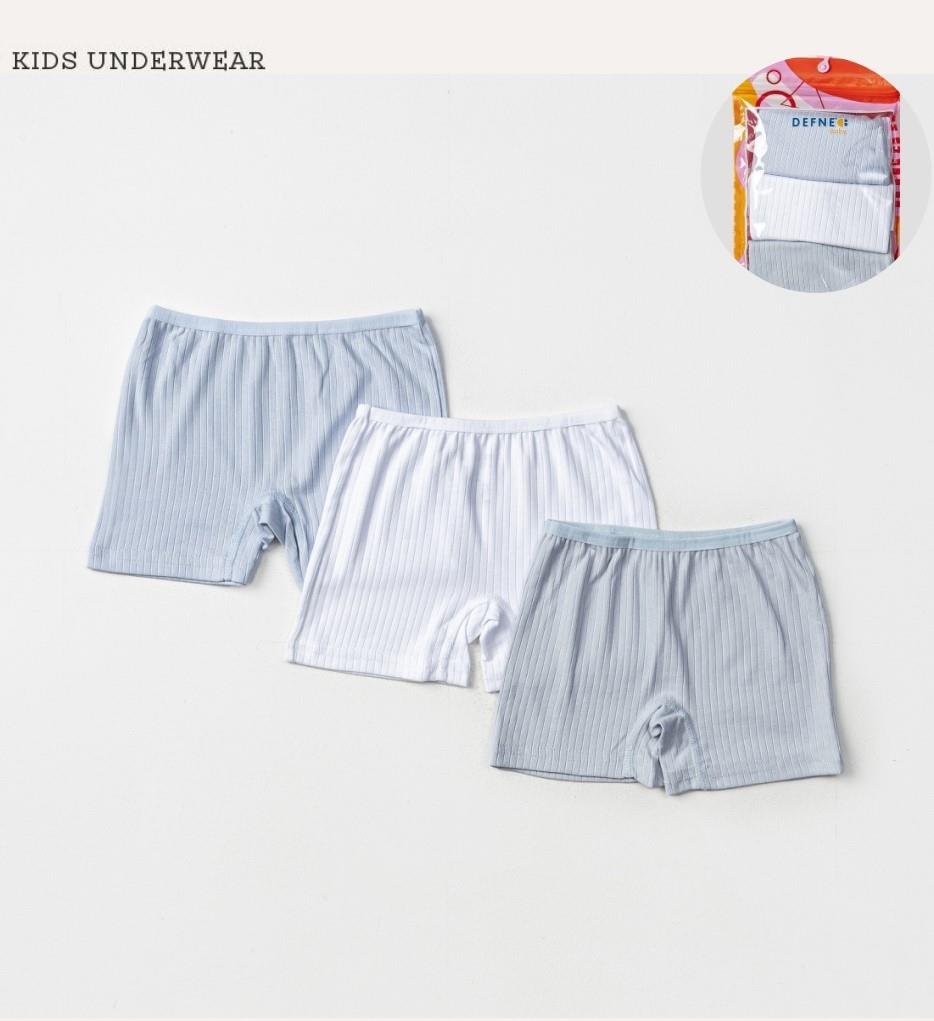 İç GiyimKarışık Renkli Likralı Penye 3'lü Kız Çocuk Çizgili Boxer Set