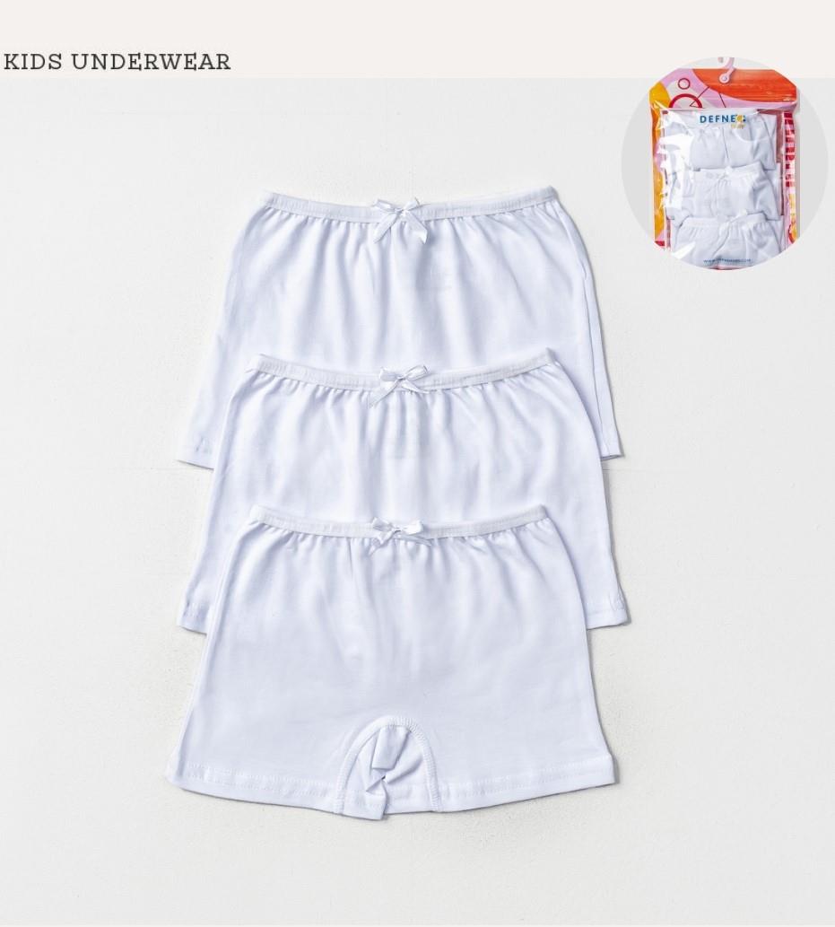 İç GiyimLikralı Penye 3'lü Kız Çocuk Beyaz Boxer Set