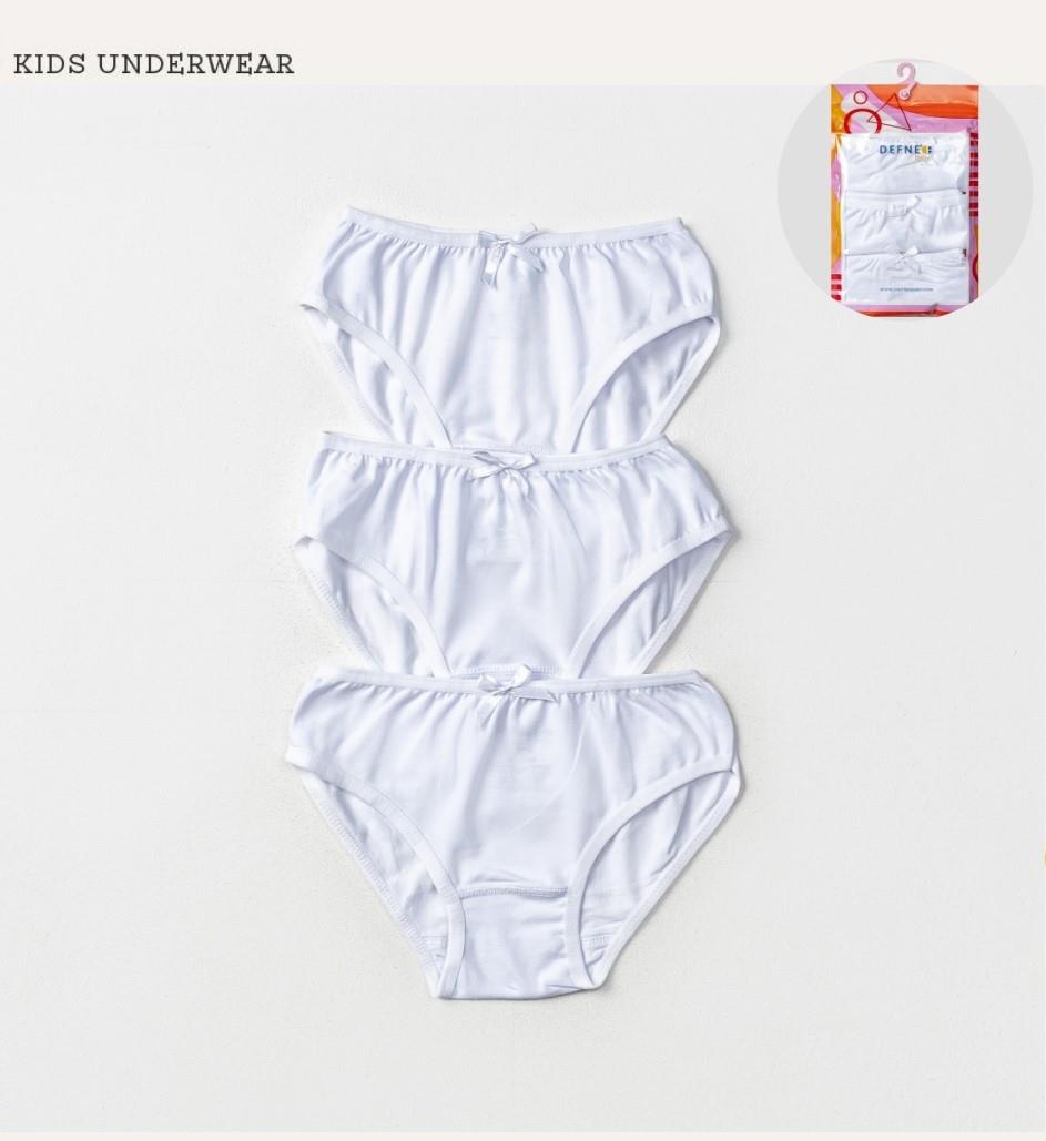 İç GiyimLikralı Penye 3'lü Kız Çocuk Beyaz Slip Set