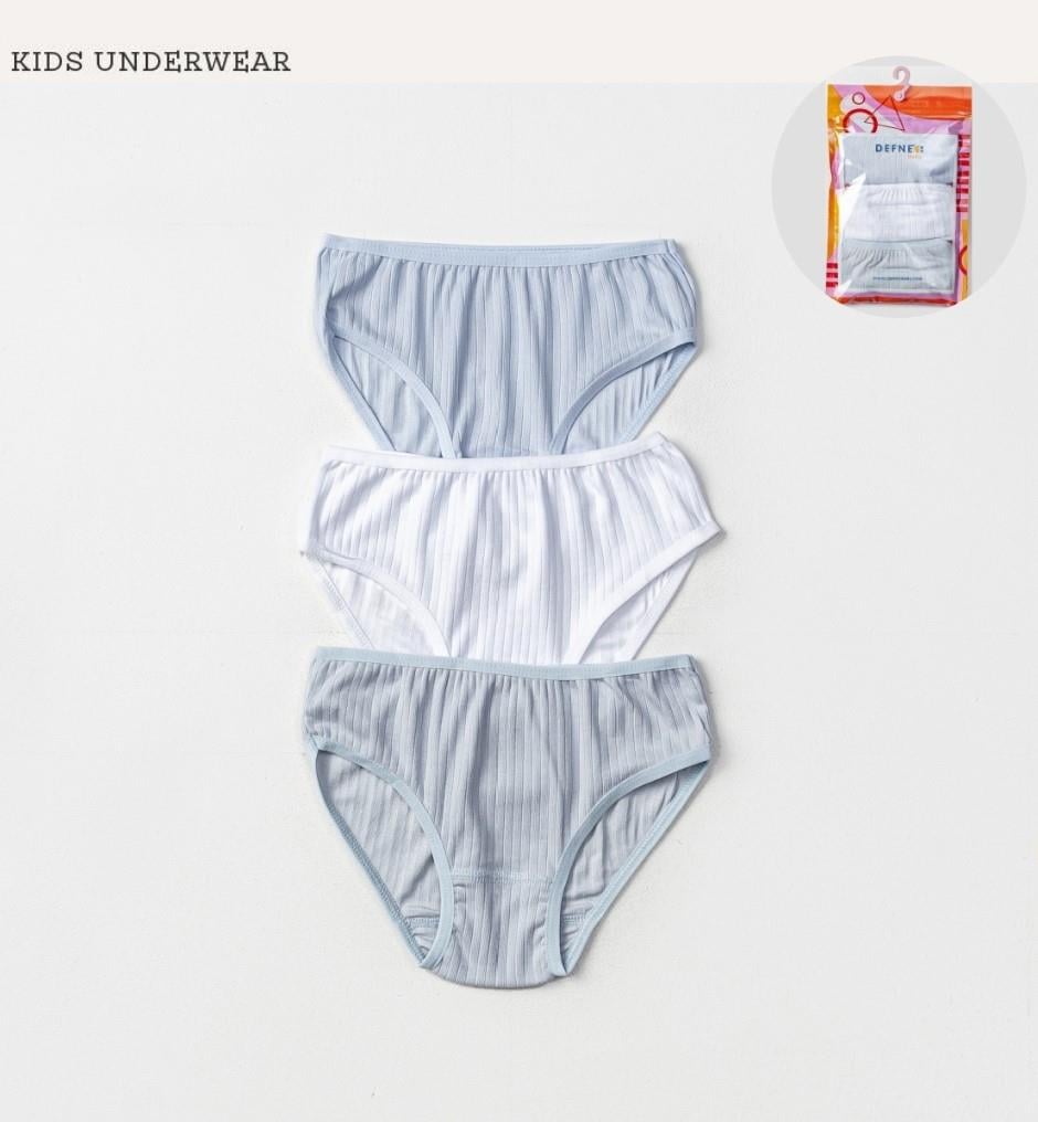İç GiyimLikralı Penye 3'lü Kız Çocuk Çizgili Slip Set