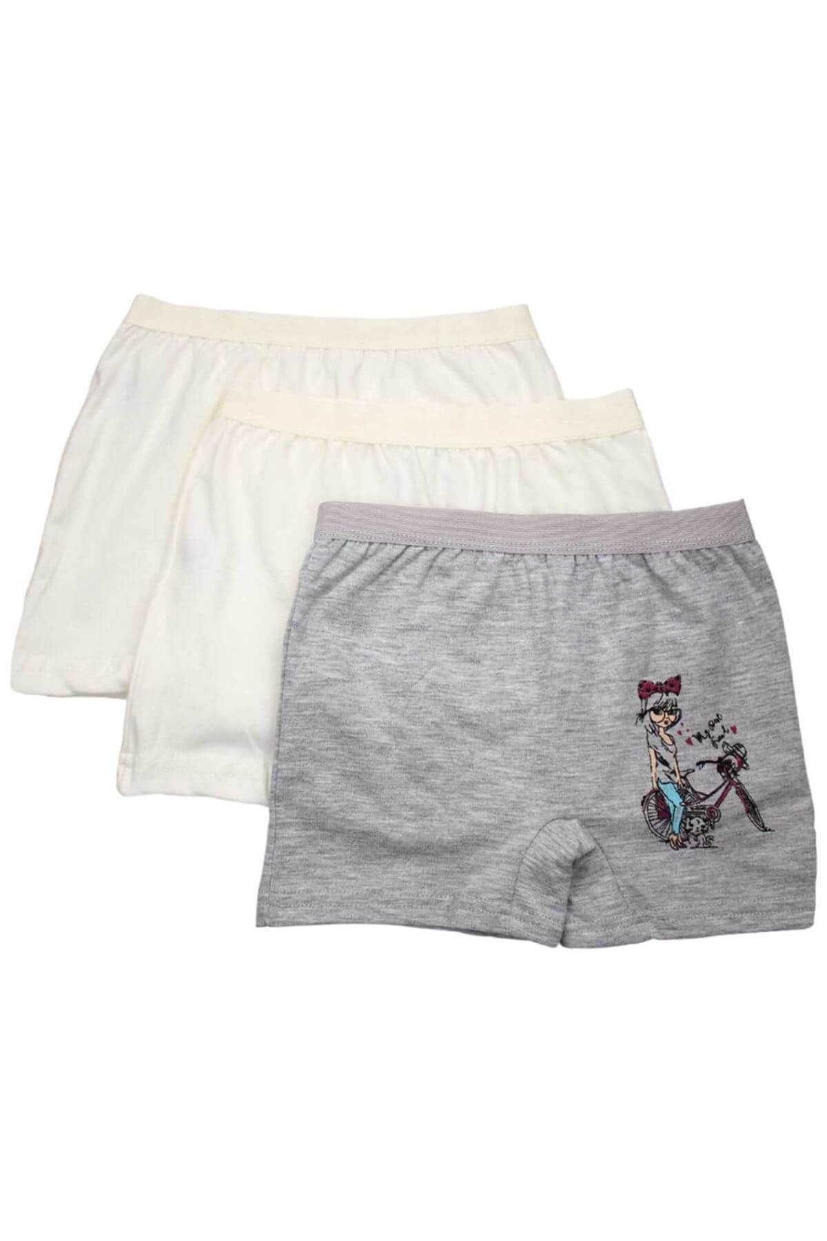 İç GiyimGümüş 3069 3'lü Paket Likralı Kız Çocuk Boxer