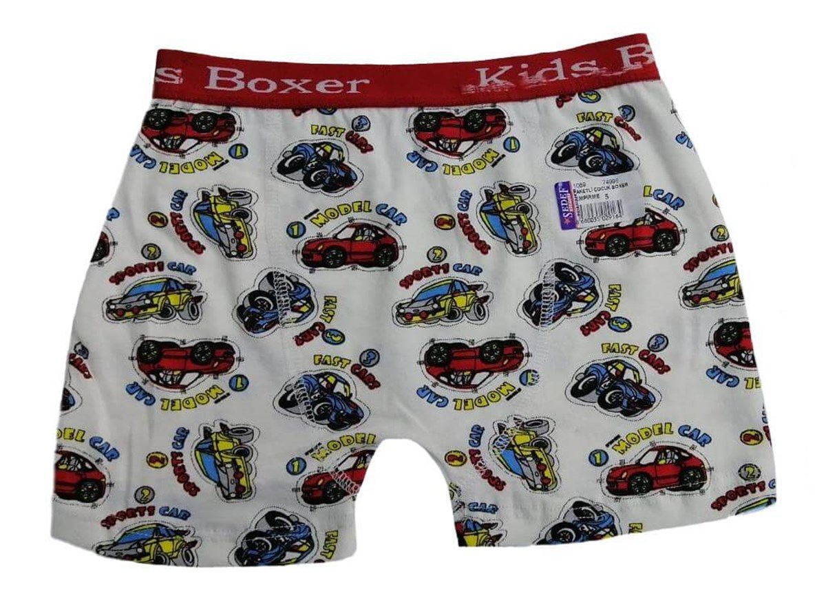 İç GiyimSedef Yıldız 1089 Likralı Erkek Çocuk Desenli Boxer