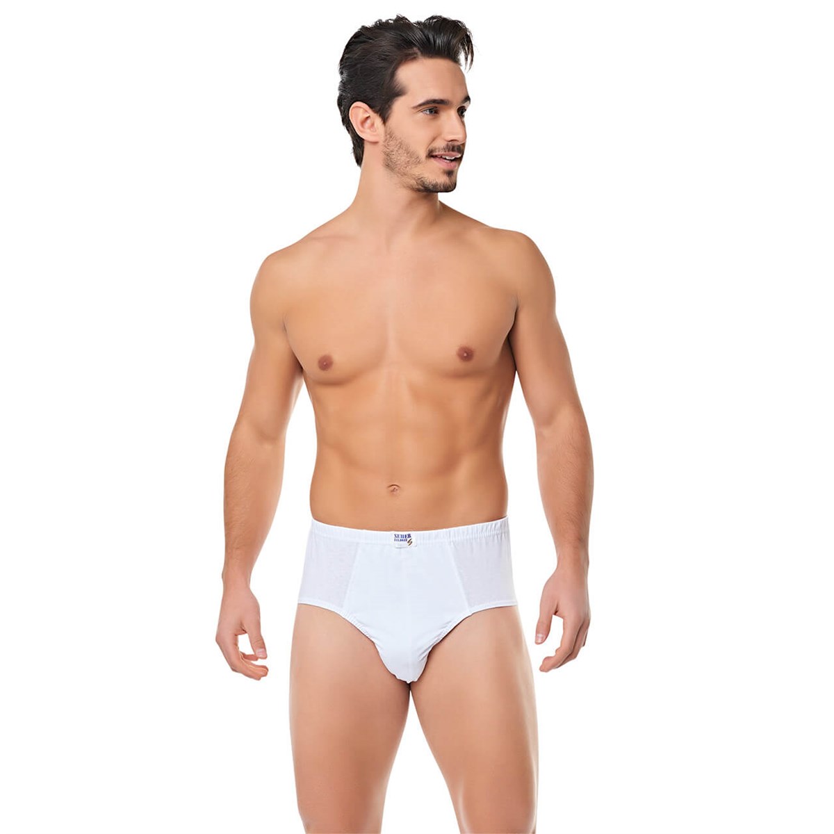 Slip, KülotSeher Yıldızı 3'lü Paket %100 Pamuk Beyaz Erkek Slip Külot