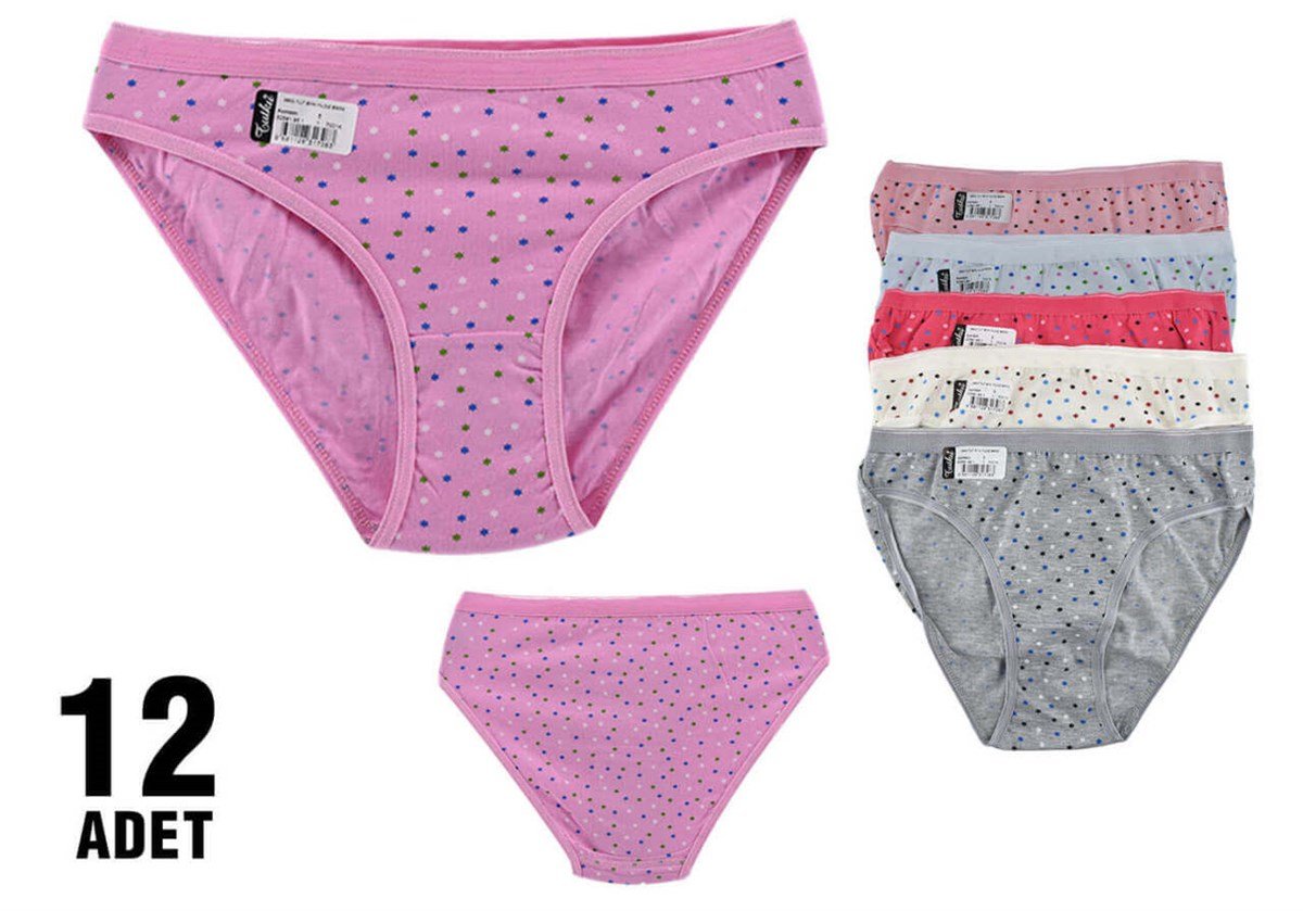 Külot, String, Tanga12'li Paket Tutku 0803 Yıldız Bayan Elastan Bikini Külot