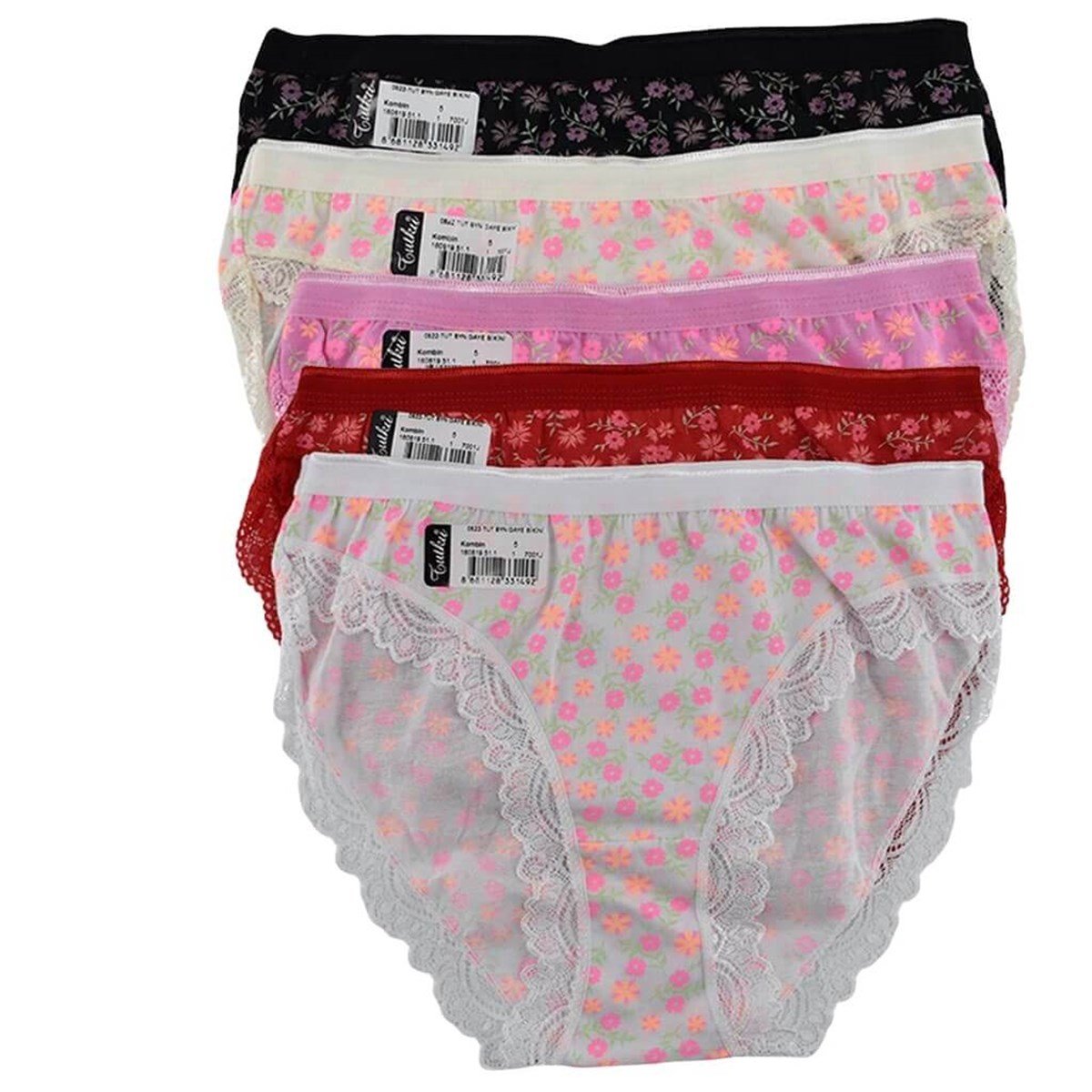Külot, String, TangaTutku 6'lı Paket 0522 Gaye Dantelli Çiçek Desenli Bayan Bikini Külot