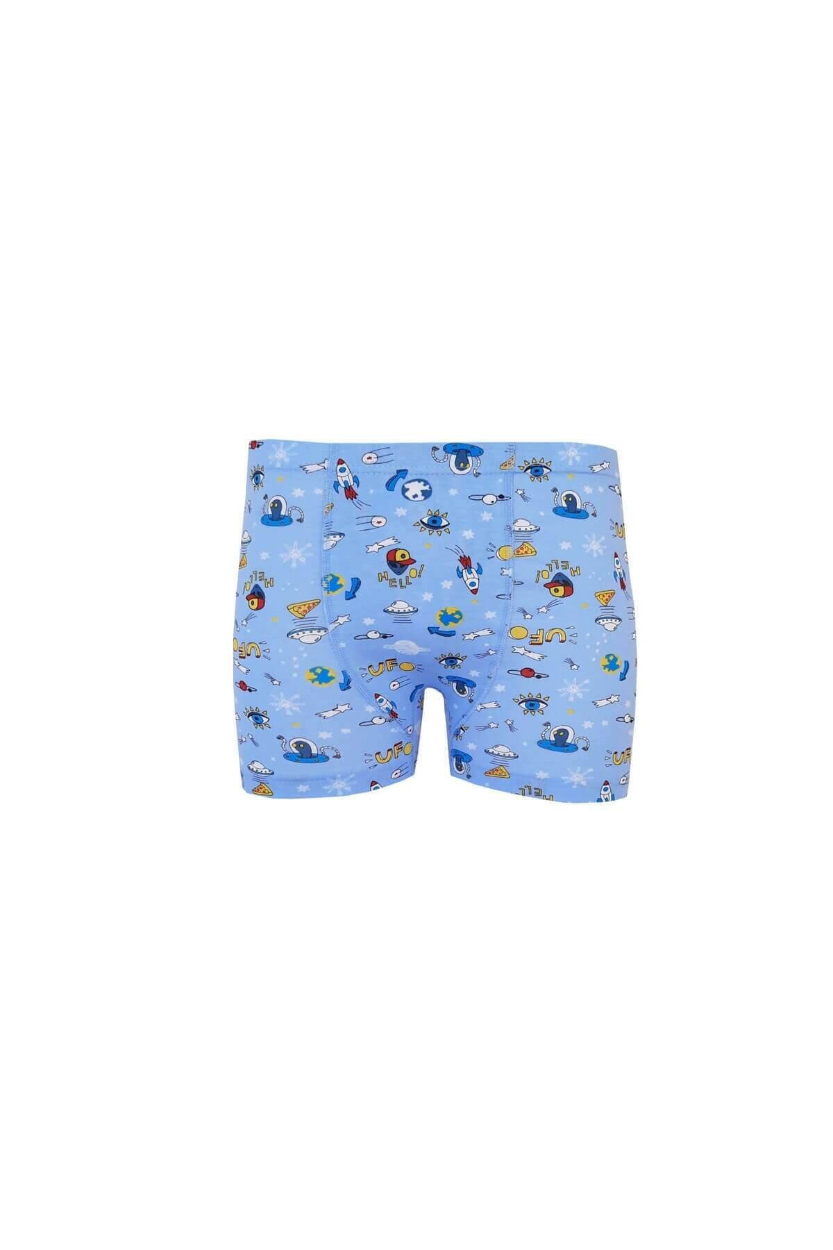 İç GiyimTutku Elastan Desenli Emprime Erkek Çocuk Boxer