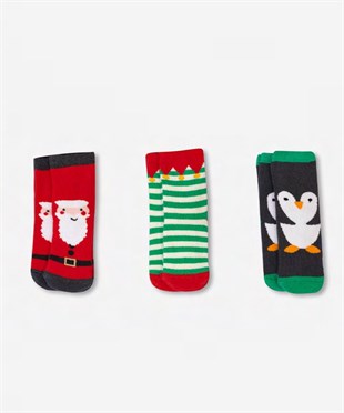 ÇorapNoel Baba Conseptli Kışlık Erkek Bebek Havlu Soket Çorap 6'lı Paket