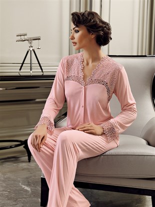 Pijama Takım & Gecelik SabahlıkPerin 190 Dantelli 6'lı Çeyizlik Sabahlık Gecelik Pijama Takımı Set
