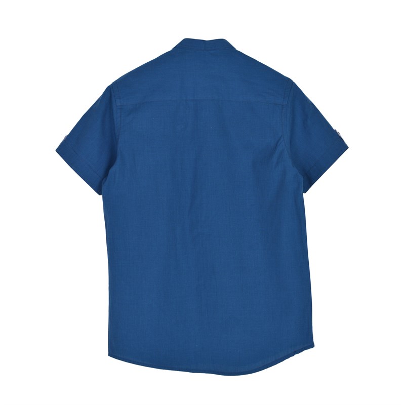 Silversunkids | Erkek Genç Lacivert Renkli Kolları Düğme Detaylı Dokuma Gömlek | GC 316243-Gömlek