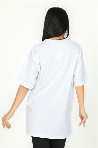 Kadın Beyaz Twinkle Baskılı Oversize Tişört 1009|Silversun-Kadın Beyaz Twinkle Baskılı Oversize Tişört 1009|Silversun