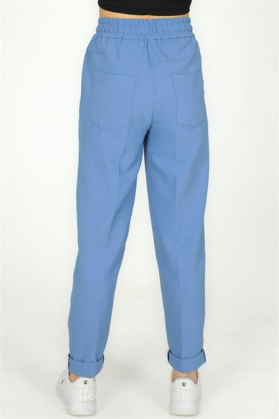 Kadın İndigo Belden Bağlama Detaylı Pantolon 3000|Silversun-Kadın İndigo Belden Bağlama Detaylı Pantolon 3000|Silversun