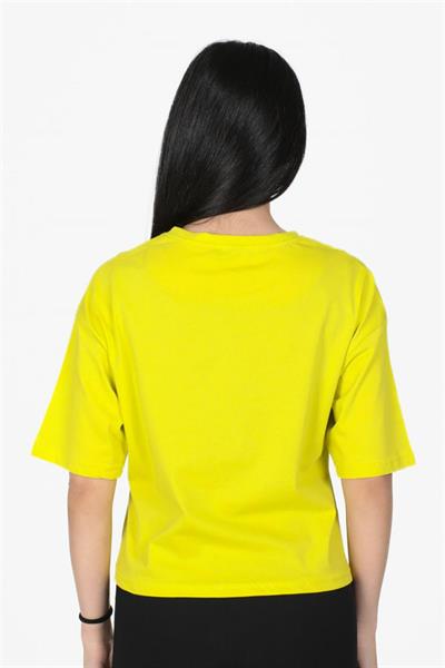 Kadın Sarı Tavşan Baskılı Crop Model Tişört 1017|Silversun-Kadın Sarı Tavşan Baskılı Crop Model Tişört 1017|Silversun