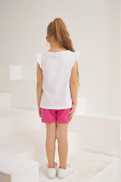 Kız Çocuk Beyaz Kolları Fırfır Detaylı Baskılı Tişört - BK 219211 | Silversun-Kız Çocuk Beyaz Kolları Fırfır Detaylı Baskılı Tişört - BK 219211 | Silversun