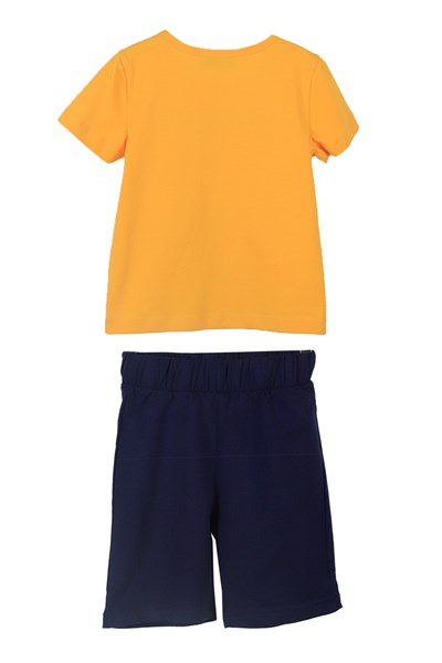 Sarı Renkli Baskılı Erkek Çocuk Tişört Şort Takım |KT 219148-Takım