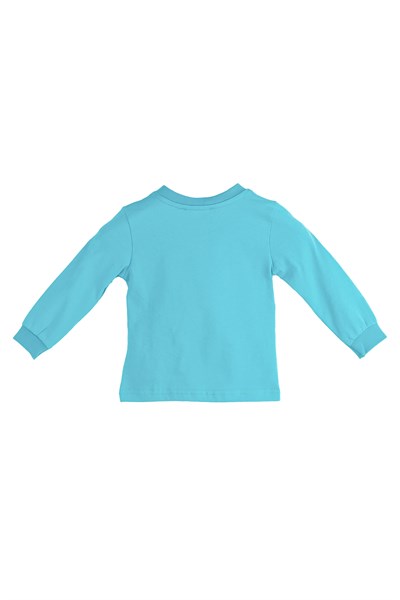 Turkuaz Renkli Baskılı Omuzdan Düğmeli Bebek Erkek Tişört - BK 117359 |Silversunkids-T-Shirt