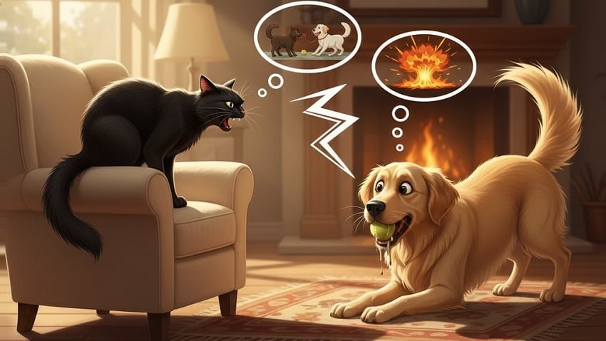 Kedi ve köpek aynı evde yaşar mı?