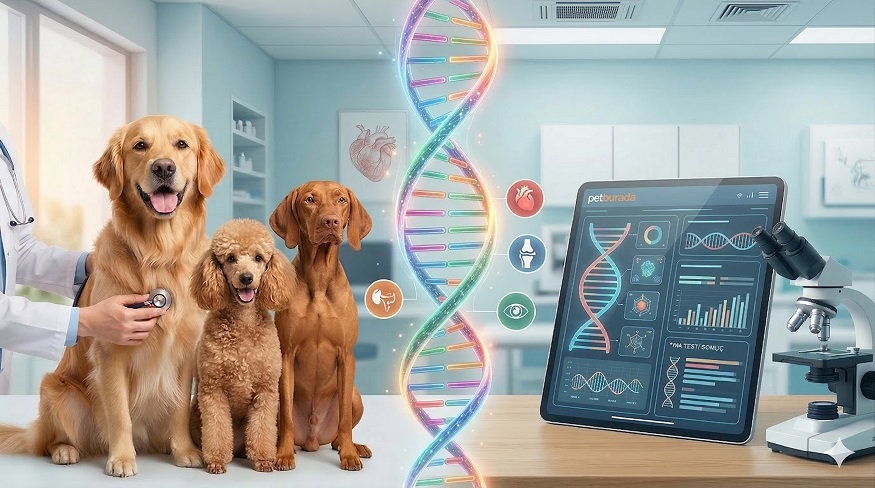 Sağlıklı köpek ırkları ve köpeklerde genetik DNA testi analizi.