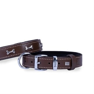 Doggie Metal Kemikli Deri Köpek Boyun Tasması – Kahverengi (3 X 42–50 Cm), KATEGORİSİZ, Doggie