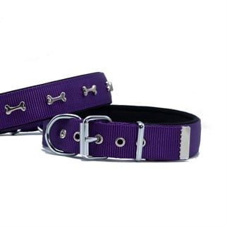 Doggie Metal Kemikli Dokuma Köpek Boyun Tasması Medium – Mor (3 X 42–50 Cm), KATEGORİSİZ, Doggie