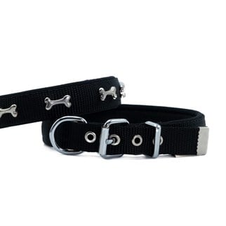 Doggie Metal Kemikli Dokuma Köpek Boyun Tasması Small – Siyah (2 X 30 – 35 Cm), KATEGORİSİZ, Doggie