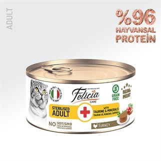Felicia Hindili Ezme Kısırlaştırılmış Kedi Konserve Maması 85 Gr, Yetişkin Kedi Yaş Mama, Felicia