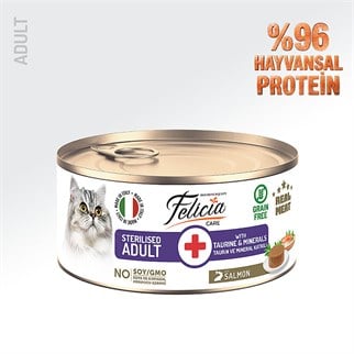 Felicia Somonlu Ezme Kısırlaştırılmış Kedi Konserve Maması 85 Gr, Yetişkin Kedi Yaş Mama, Felicia