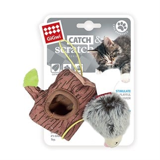 GİGwi Catch&Scratch Kirpi Kütük Kedi Oyuncağ, Peluş Kedi Oyuncak, GİGwi