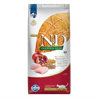 N&D Düşük Tahıllı Tavuklu ve Narlı Kısırlaştırılmış Kedi Maması 10Kg, Kısırlaştırılmış Kedi Maması, N & D