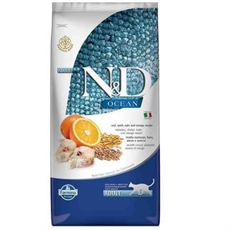 N&D Ocean Düşük Tahıllı Balıklı Portakallı Kedi Maması 10 Kg, Yetişkin Kedi Maması, N & D