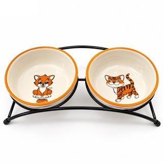 PetPretty Gold Kedi Seramik Mama Ve Su Kabı, Seramik Mama ve Su Kabı, Pet Pretty