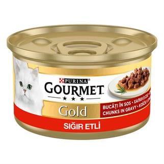 ProPlan Gourmet Gold Parça Etli Soslu Sığır Etli Kedi Konservesi 85 Gr, Yetişkin Kedi Yaş Mama, Proplan