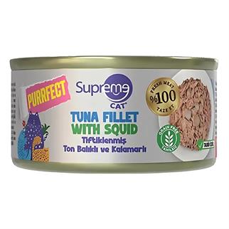 Supreme Tiftiklenmiş Ton Balıklı ve Kalamarlı Kedi Maması 70gr, Yaşlı Kedi Yaş Mama, Supreme