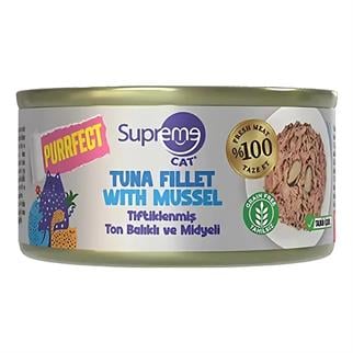 Supreme Tiftiklenmiş Ton Balıklı ve Midyeli Kedi Maması 70gr, Yaşlı Kedi Yaş Mama, Supreme